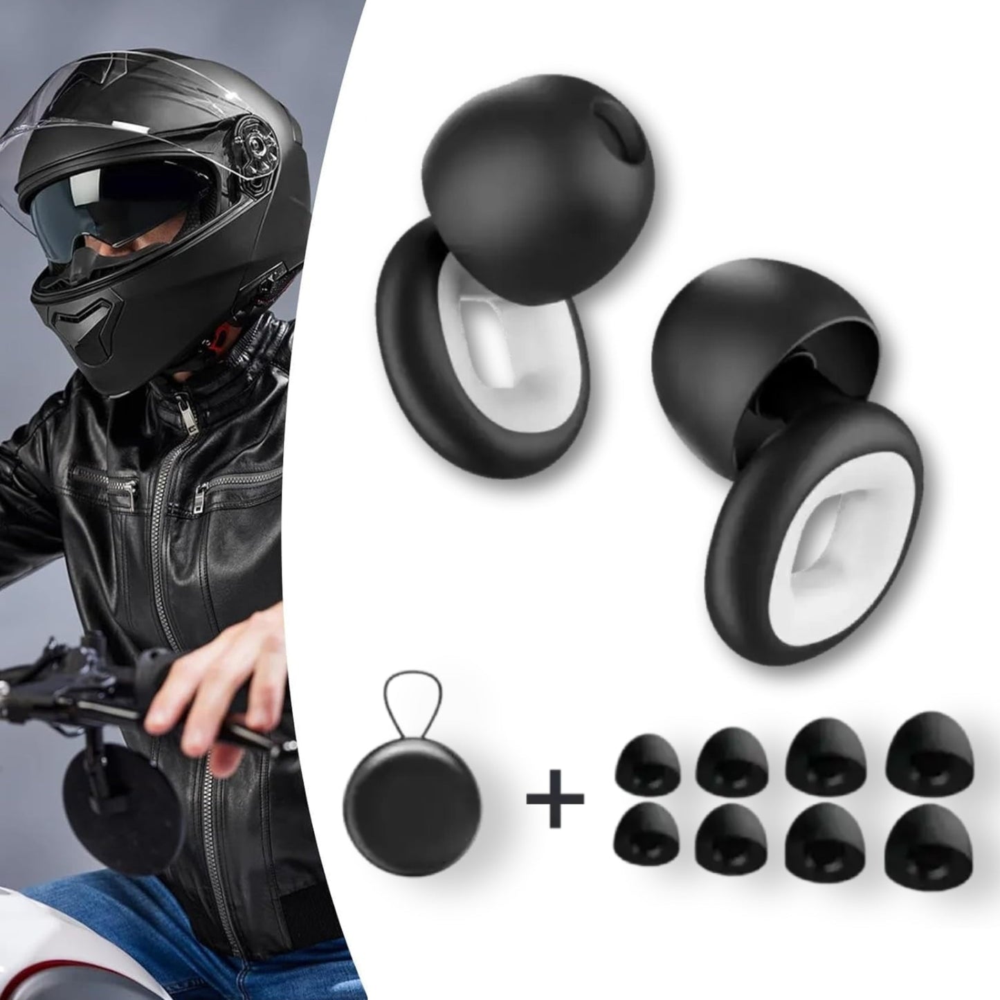 RidersPro© – Sada 1+1 ZDARMA – Motocyklové špunty do uší (−27 dB)