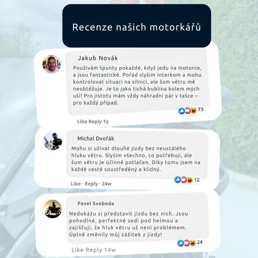 RidersPro© – Sada 1+1 ZDARMA – Motocyklové špunty do uší (−27 dB)
