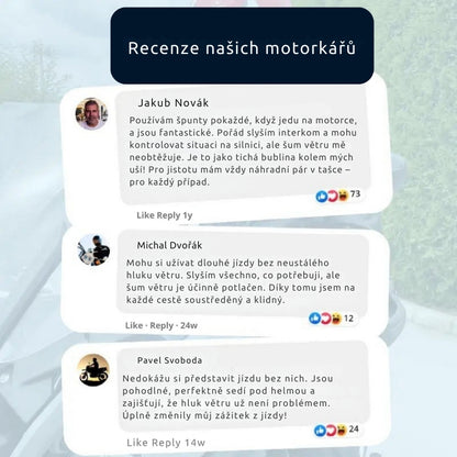 RidersPro© – Sada 1+1 ZDARMA – Motocyklové špunty do uší (−27 dB)